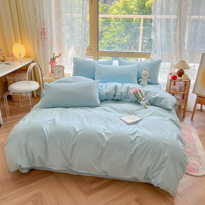 91家纺网 家纺一手货源 找家纺 卡巴伦家纺  2025新款40支纯棉A类水洗棉四件套风格1 晨雾兰