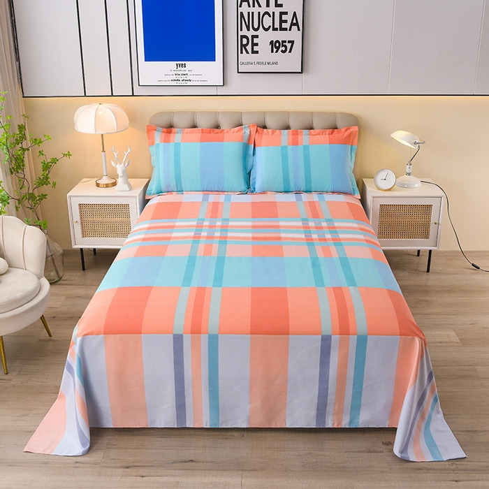 91家纺网 家纺一手货源 找家纺 润淳家居 2025新款老粗布三件套及单品 格调爱情 桔