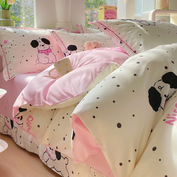 91家纺网 家纺一手货源 找家纺 铭博家纺 新款直播爆款网红全棉四件套13070印花吊边一字绣纯棉被套工艺款 罗纳星河