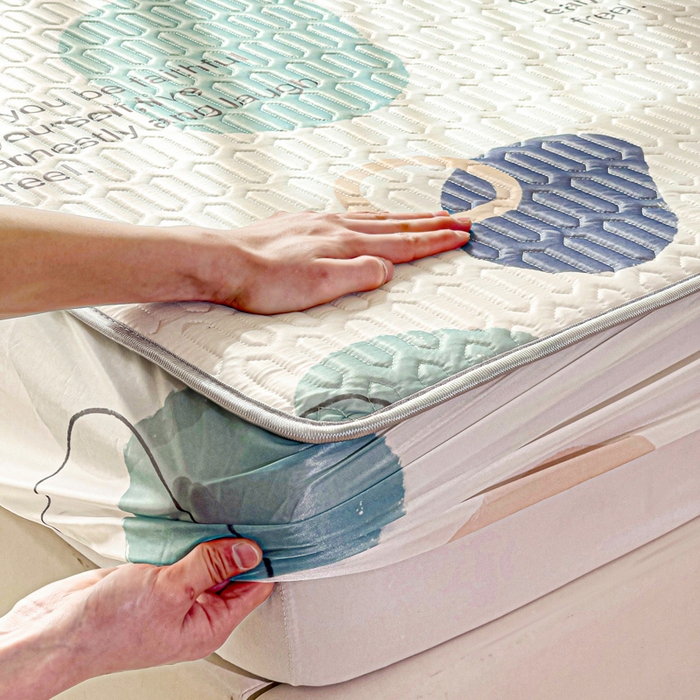 91家纺网 家纺一手货源 找家纺 富馨莱 2025新款A类凉感丝空气纤维凉席床笠款 幻影