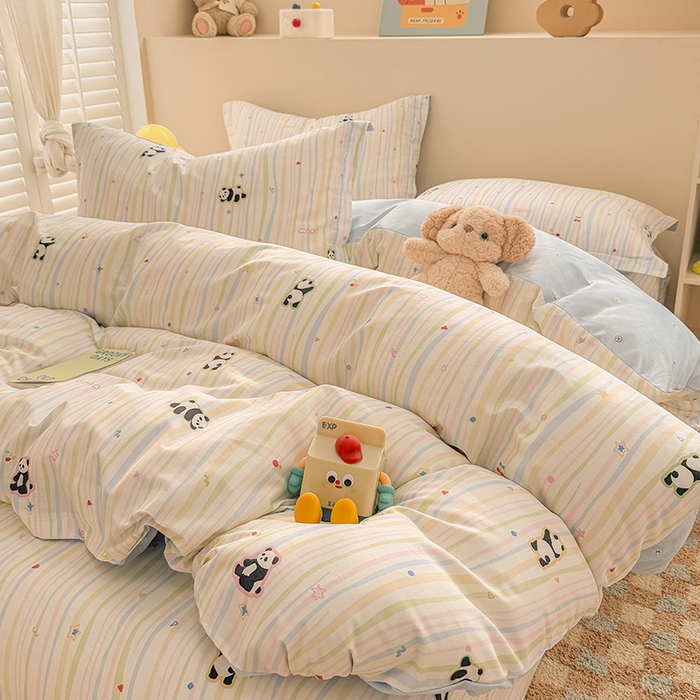 91家纺网 家纺一手货源 找家纺 绵庭家纺 2025新款12868全棉套件单品系列二四件套 懒萌潘达