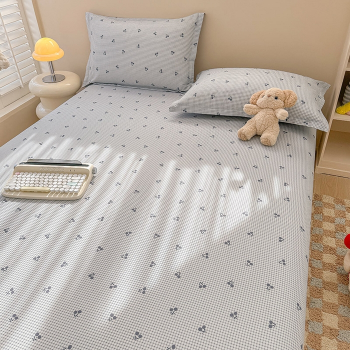 91家纺网 家纺一手货源 找家纺 2025新款12868全棉套件单品系列二单床笠 樱姿-灰