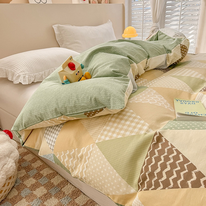 91家纺网 家纺一手货源 找家纺 绵庭家纺 2025新款12868全棉套件单品系列二单被套 云峰-绿