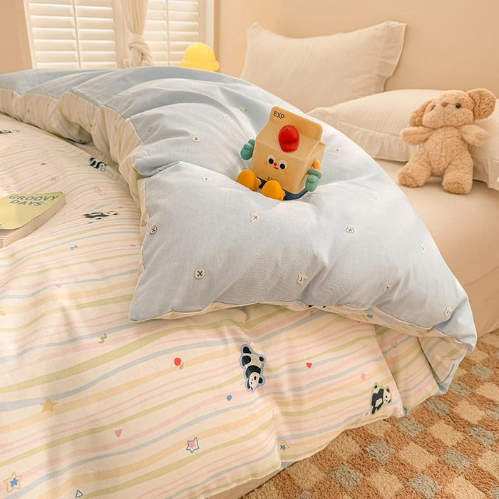 91家纺网 家纺一手货源 找家纺 绵庭家纺 2025新款12868全棉套件单品系列二单被套 懒萌潘达