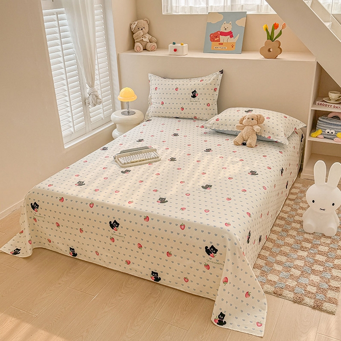 91家纺网 家纺一手货源 找家纺 绵庭家纺 2025新款12868全棉套件单品系列二单床单 甜心蜜趣