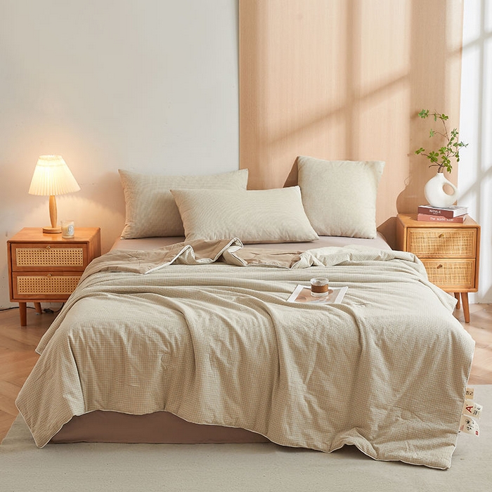 91家纺网 家纺一手货源 找家纺 金喜2025新疆棉棉花被全棉夏被春秋被冬被四季被-无印风棉花被单被系列 夏末蓝