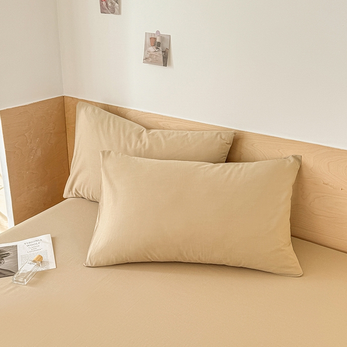 91家纺网 家纺一手货源 找家纺 晓时候 2025新款100%全棉色织水洗棉床单全棉床单纯棉床单 卡其