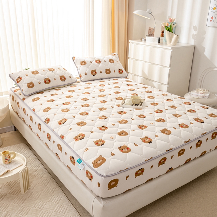 91家纺网 家纺一手货源 找家纺 云玲时尚 2025新款三防磨毛防水夹棉单人枕套 开心熊