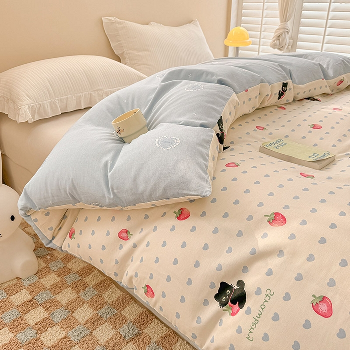 91家纺网 家纺一手货源 找家纺 绵庭家纺 2025新款12868全棉套件单品系列二单被套 甜心蜜趣