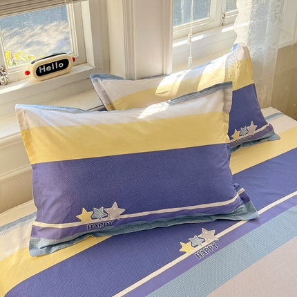 世爵2025春夏新款全棉纯棉印花小清新单品系列单枕套 枕套单件 时光序曲