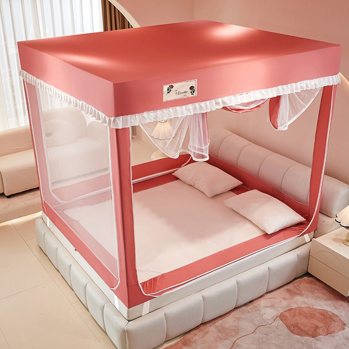 91家纺网 家纺一手货源 找家纺 锦逸家居 2025新款坐床式防摔遮光蚊帐 玫瑰爱人-不遮光