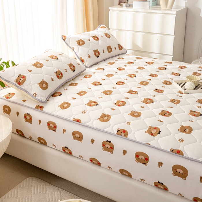 91家纺网 家纺一手货源 找家纺 云玲时尚 2025新款三防磨毛防水夹棉单人枕套 开心熊