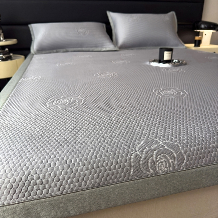 91家纺网 家纺一手货源 找家纺 欧邦 2025新款A类3D立体提花冰豆豆凉席 冰豆豆-高级灰