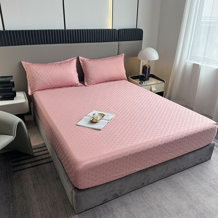 91家纺网 家纺一手货源 找家纺 云玲时尚 2025新款60S提花面料床笠防水隔尿床笠 香妃粉