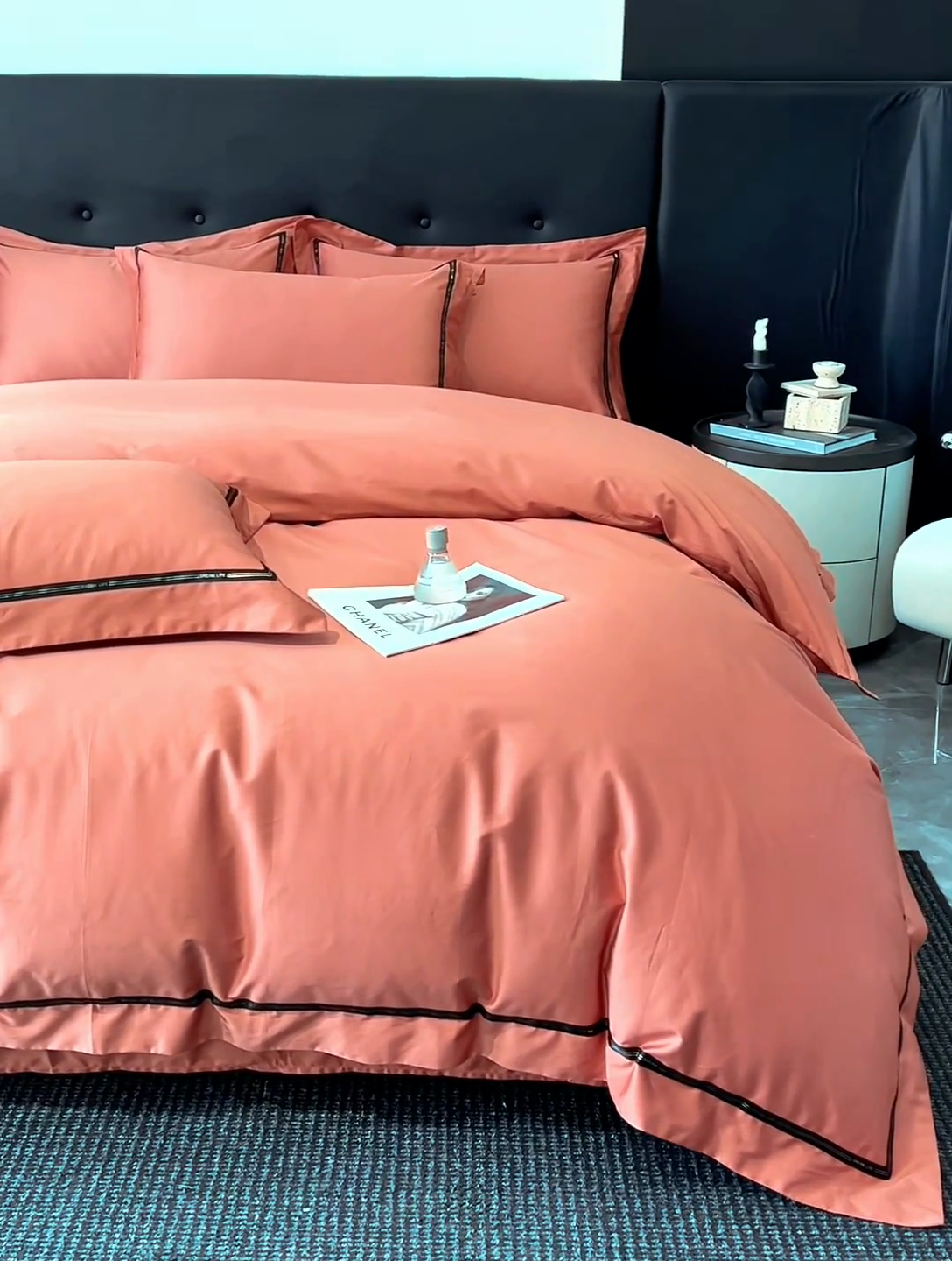 91家纺网 家纺一手货源 找家纺 （总）魅都 2025新款100s长绒棉简约织带轻奢风四件套-罗伊