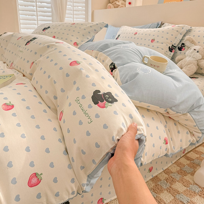 91家纺网 家纺一手货源 找家纺 绵庭家纺 2025新款12868全棉套件单品系列二四件套 甜心蜜趣