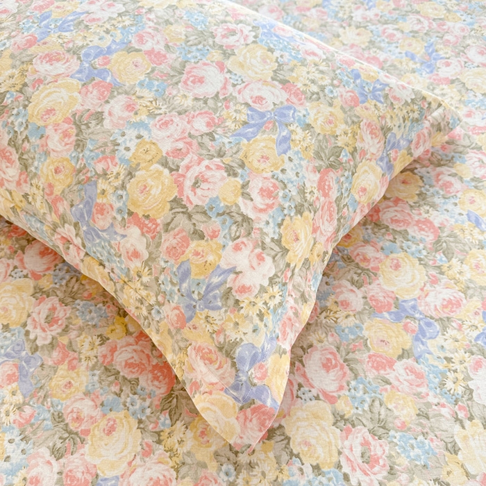 91家纺网 家纺一手货源 找家纺 绵庭家纺 2025新款12868全棉套件单品系列二单枕套 暖阳绿意