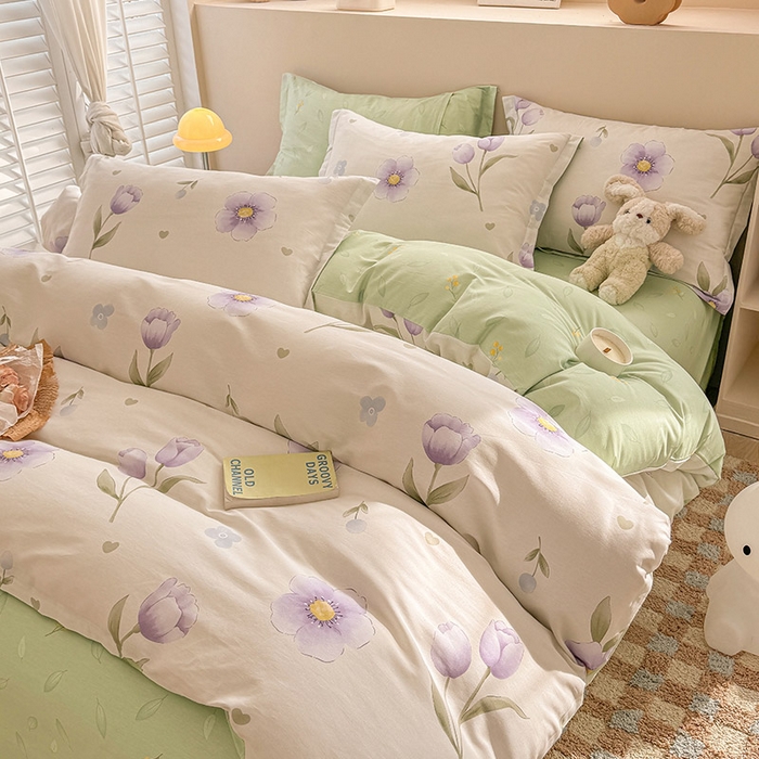 91家纺网 家纺一手货源 找家纺 绵庭家纺 2025新款12868全棉套件单品系列二四件套 奇异花朵