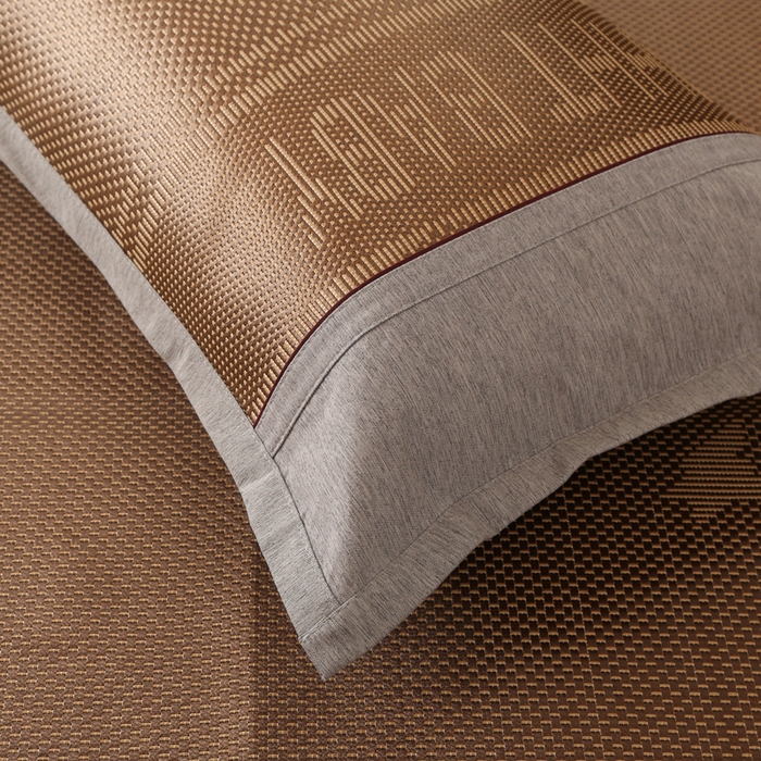 91家纺网 家纺一手货源 找家纺 能好家纺 2025新款提花冰藤席凉席床裙款 格调咖