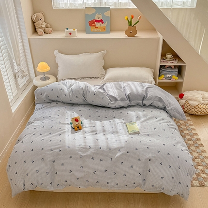 绵庭家纺 2025新款12868全棉套件单品系列二单被套 樱姿-灰