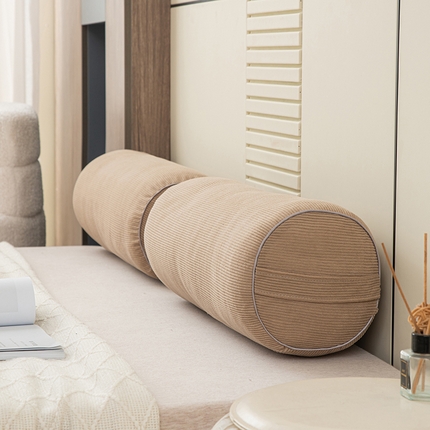 91家纺网 家纺一手货源 找家纺 美达人 2025新款灯芯绒珍珠棉糖果圆枕 灯芯绒-咖色-圆枕