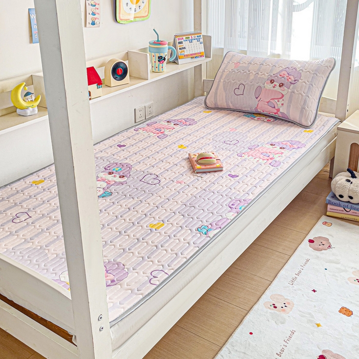 91家纺网 家纺一手货源 找家纺 富馨莱 2025新款A类凉感丝空气纤维凉席学生款 菲菲兔-紫