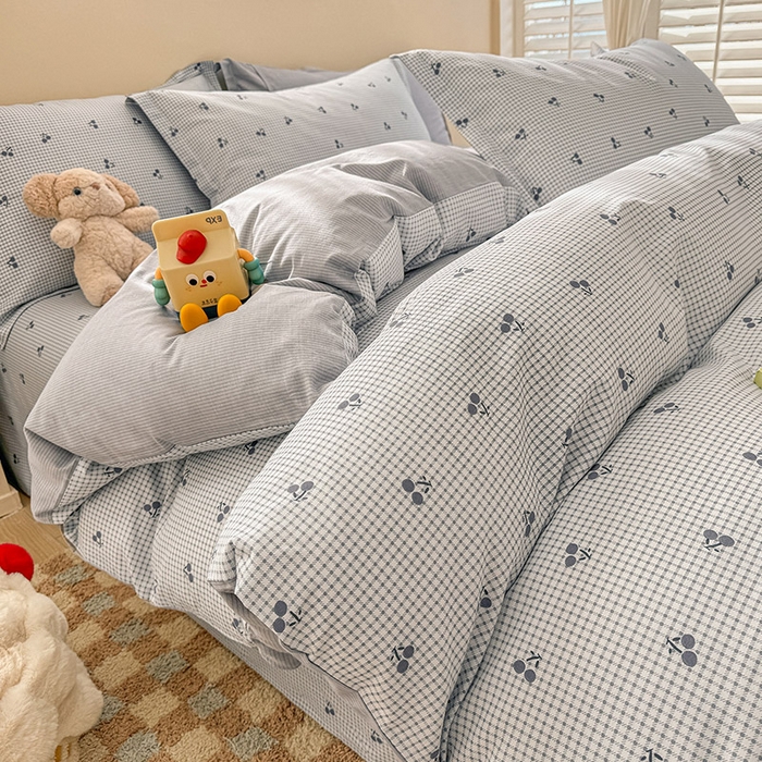 91家纺网 家纺一手货源 找家纺 绵庭家纺 2025新款12868全棉套件单品系列二四件套 樱姿-灰