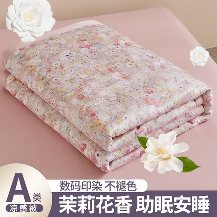 91家纺网 家纺一手货源 找家纺 兴邦 2026新款直播爆款夏被花香凉感数码印花夏凉被空调被可机洗被芯 欣然日记