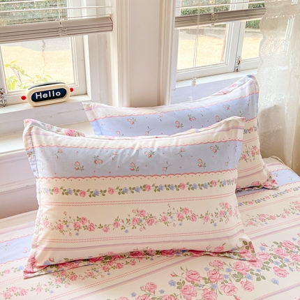 91家纺网 家纺一手货源 找家纺 （总）世爵2025春夏新款全棉纯棉印花小清新单品系列单枕套 枕套单件