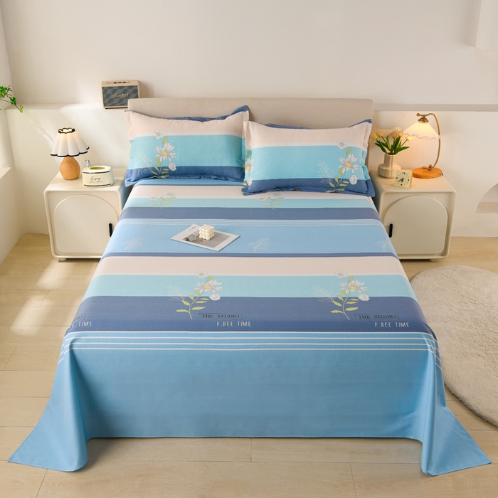 91家纺网 家纺一手货源 找家纺 润淳家居 2025新款老粗布三件套及单品 花簇 蓝