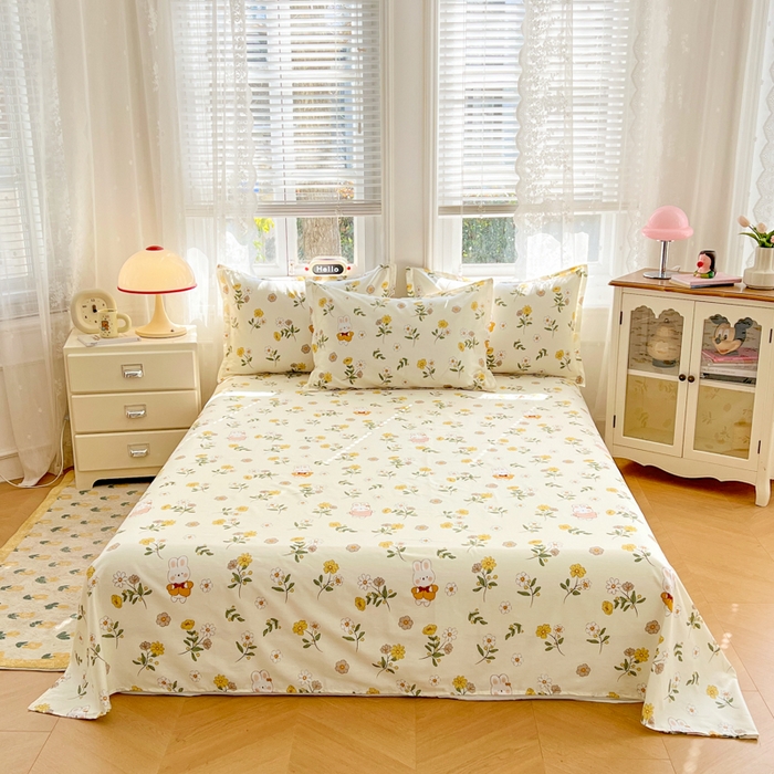 91家纺网 家纺一手货源 找家纺 世爵2025春夏新款全棉纯棉印花系列单床单 床单单件 艾薇儿