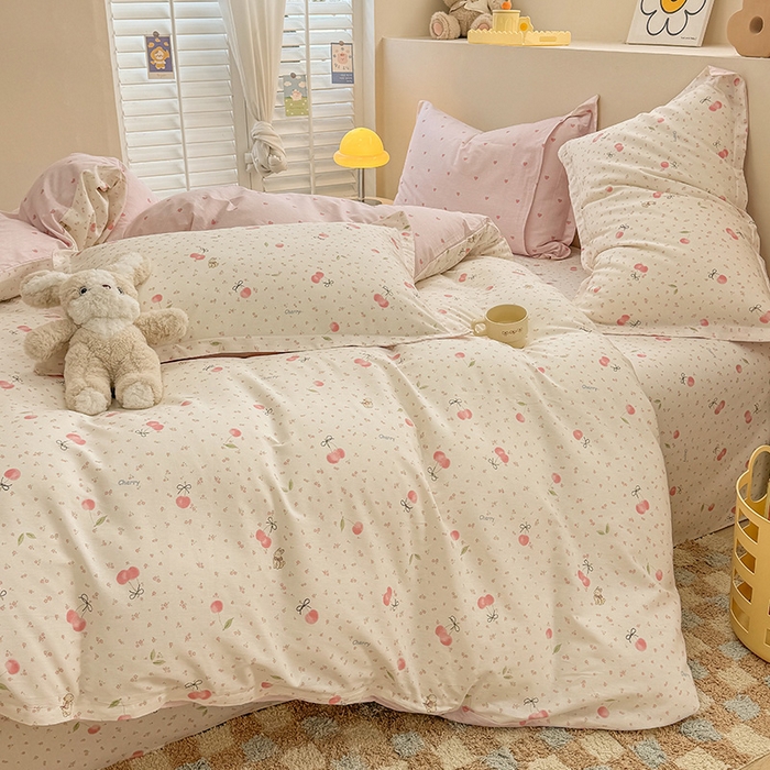 91家纺网 家纺一手货源 找家纺 绵庭家纺 2025新款12868全棉套件单品系列二四件套 樱桃甜宠