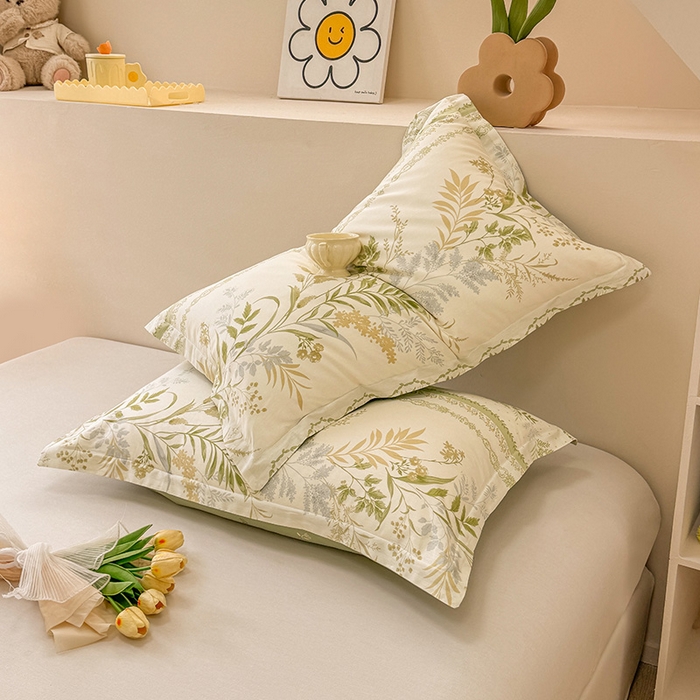 91家纺网 家纺一手货源 找家纺 绵庭家纺 2025新款12868全棉套件单品系列二单枕套 沐雅清风