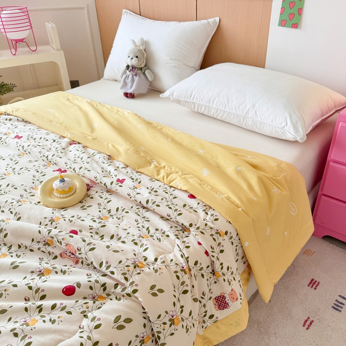 91家纺网 家纺一手货源 找家纺 宜梦家居【需要买家秀请联系老板】 2025新款双面纯棉夏被夏凉被系列 蝴蝶小熊