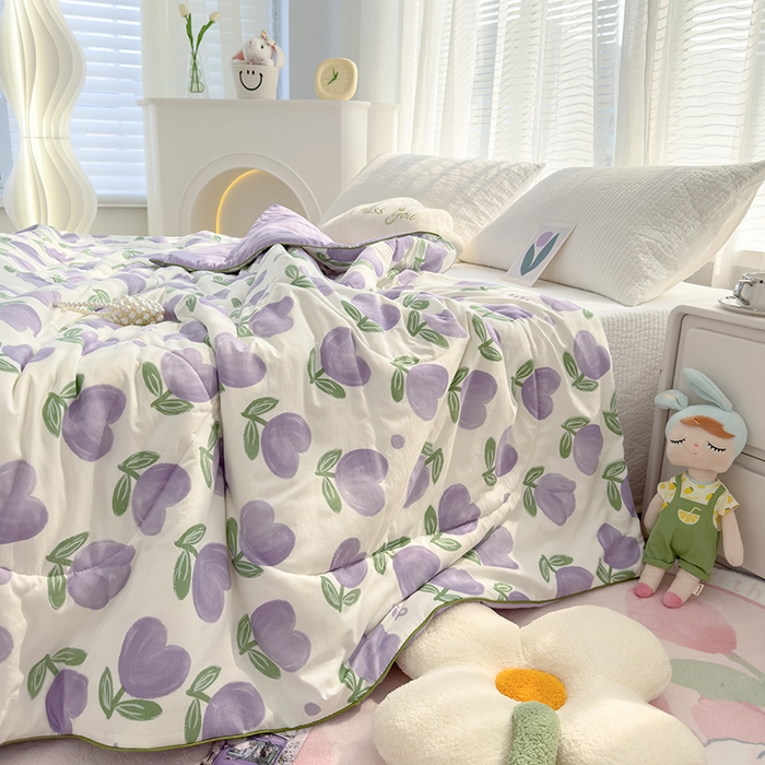 91家纺网 家纺一手货源 找家纺 太阳树家纺 2025新款A类母婴级双层纱大豆被大豆纤维夏被 南岛小镇