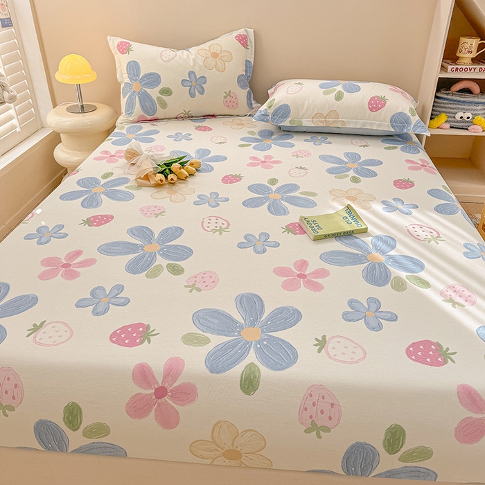 91家纺网 家纺一手货源 找家纺 2025新款12868全棉套件单品系列二单床笠 伊恋花韵