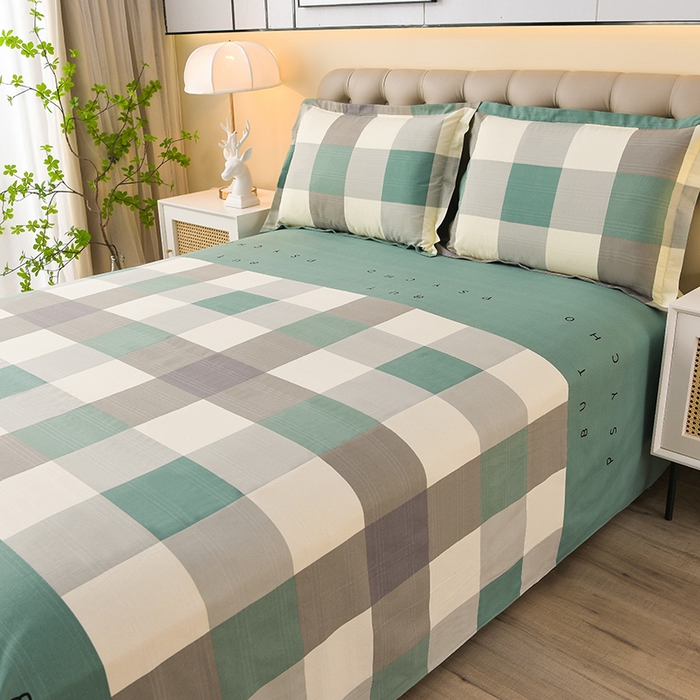 91家纺网 家纺一手货源 找家纺 润淳家居 2025新款老粗布三件套及单品 淡香格调 绿