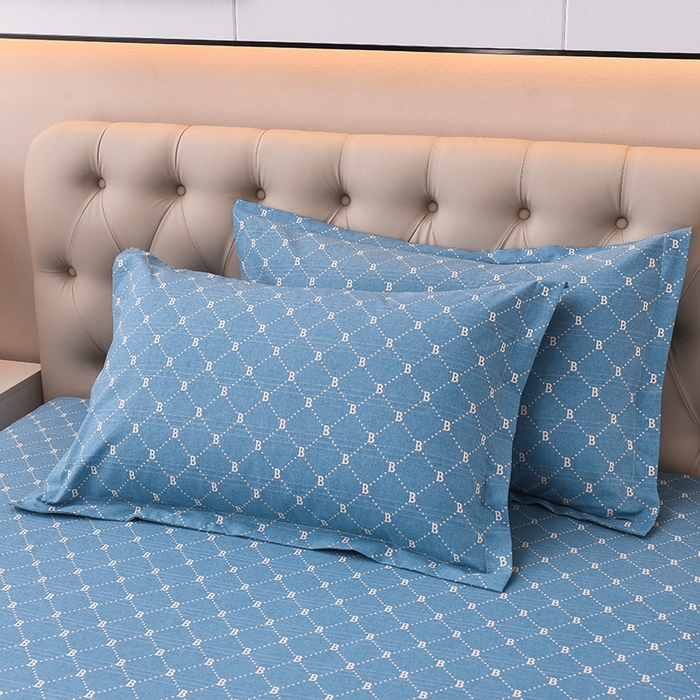 91家纺网 家纺一手货源 找家纺 润淳家居 2025新款老粗布三件套及单品 罗曼蒂克 蓝