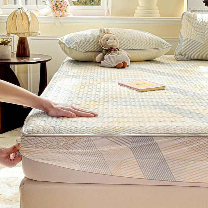 91家纺网 家纺一手货源 找家纺 富馨莱 2025新款A类凉感丝空气纤维凉席床笠款 简约