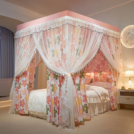 91家纺网 家纺一手货源 找家纺 锦逸家居 2025新款四季款三开门落地床幔蚊帐 幻城-艾丽尔