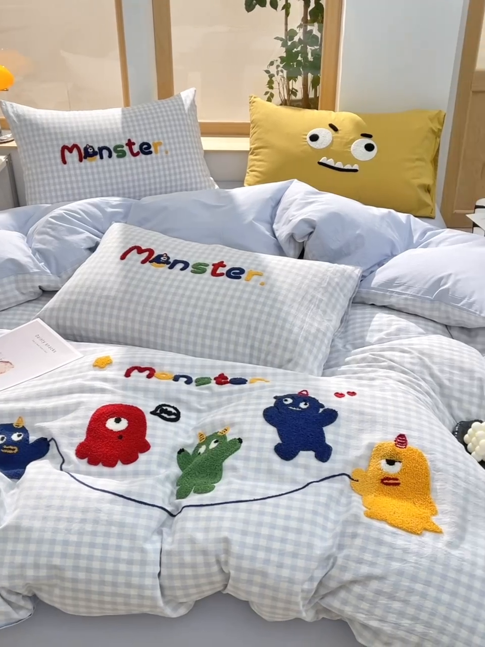 91家纺网 家纺一手货源 找家纺 炫拼家纺 2025新款卡通多巴胺A类全棉40支水洗棉毛巾绣四件套 一起嗨