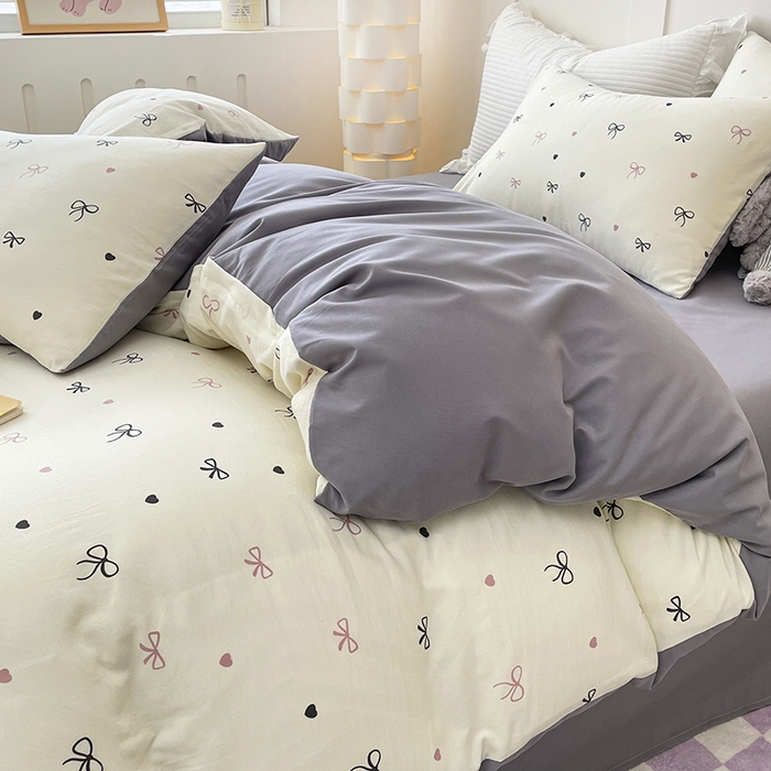 91家纺网 家纺一手货源 找家纺 汣沐生活 2025新款针织棉印花款四件套 小美满