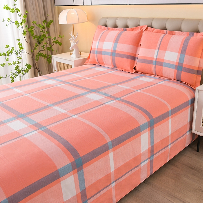 91家纺网 家纺一手货源 找家纺 润淳家居 2025新款老粗布三件套及单品 清意格 桔