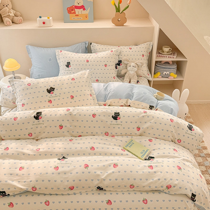 91家纺网 家纺一手货源 找家纺 绵庭家纺 2025新款12868全棉套件单品系列二四件套 甜心蜜趣