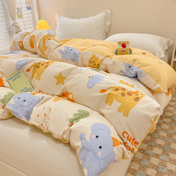 91家纺网 家纺一手货源 找家纺 绵庭家纺 2025新款12868全棉套件单品系列二单被套 狮子乐园