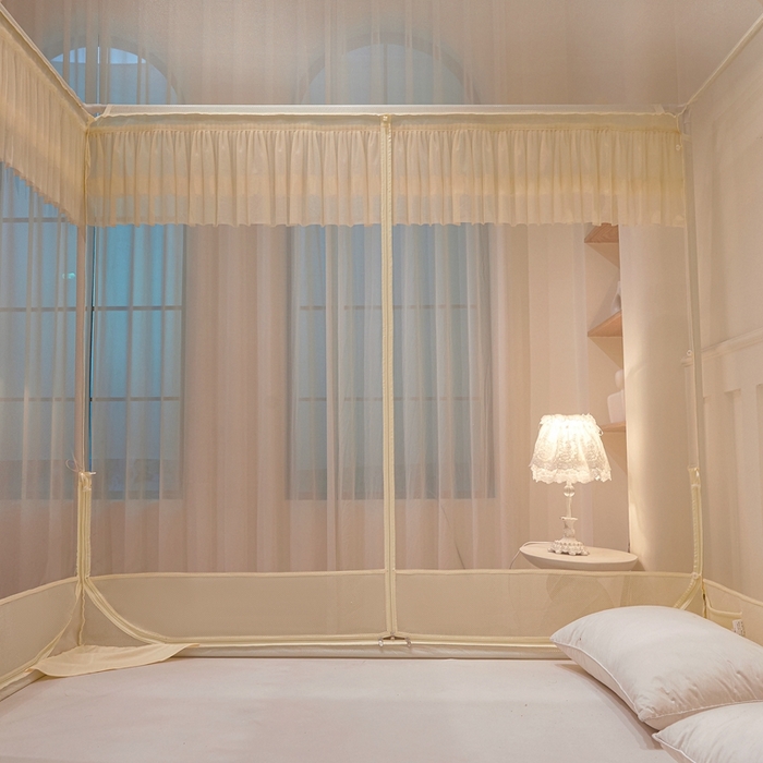 91家纺网 家纺一手货源 找家纺 （总）梦尔佳蚊帐 2025新款双层花边床笠式三开门蚊帐-858怜香惜玉系列
