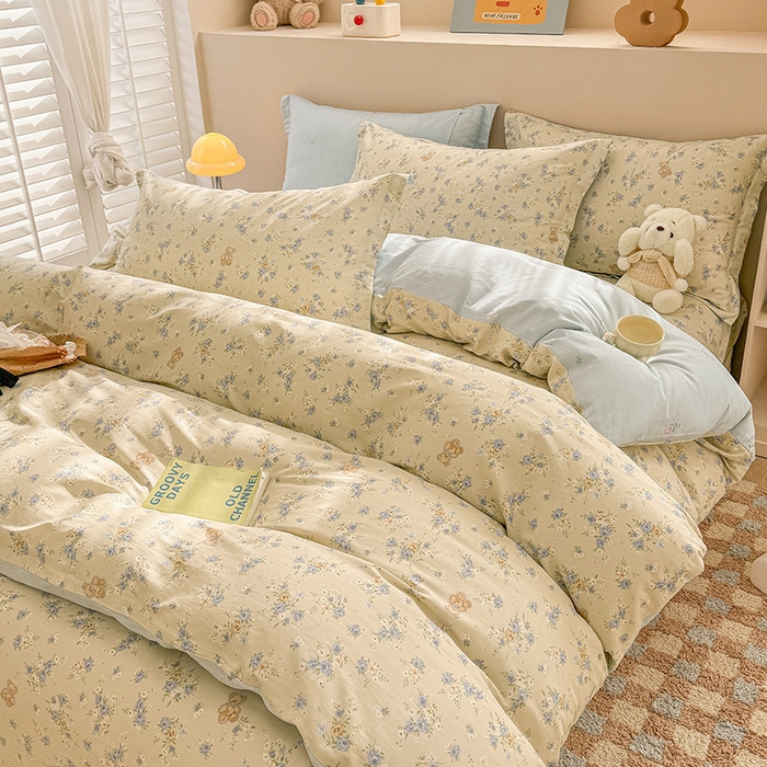 91家纺网 家纺一手货源 找家纺 绵庭家纺 2025新款12868全棉套件单品系列二四件套 雅园漫游-蓝