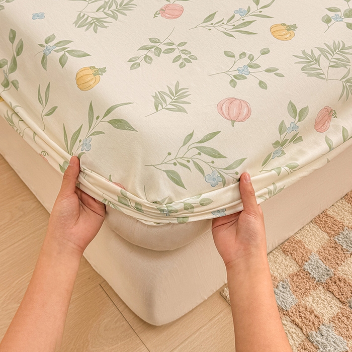 91家纺网 家纺一手货源 找家纺 2025新款12868全棉套件单品系列二单床笠 轻婉花语