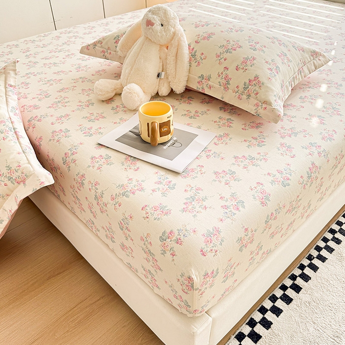 91家纺网 家纺一手货源 找家纺 2025新款12868全棉套件单品系列二单床笠 若薇