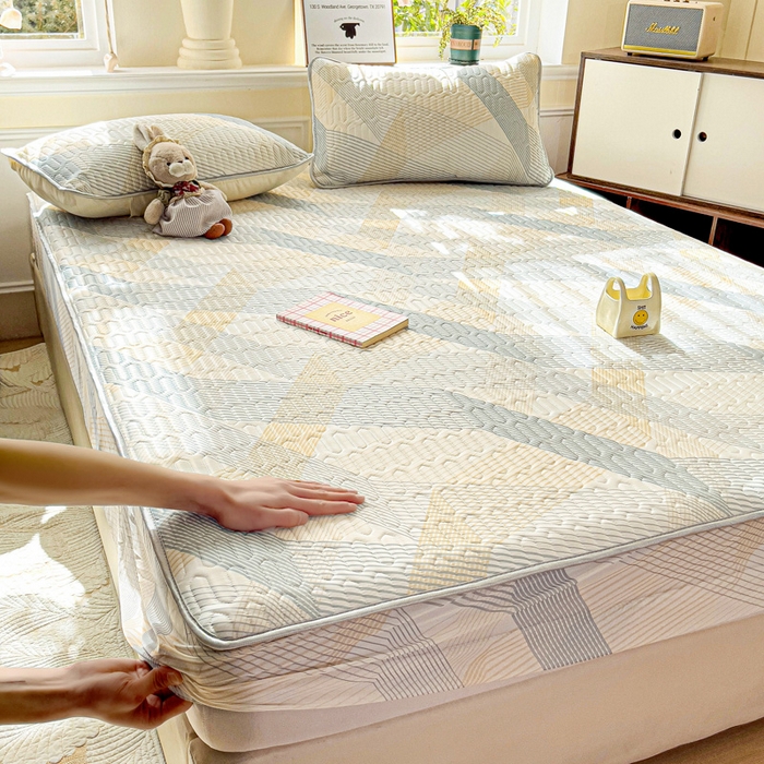 91家纺网 家纺一手货源 找家纺 富馨莱 2025新款A类凉感丝空气纤维凉席床笠款 简约